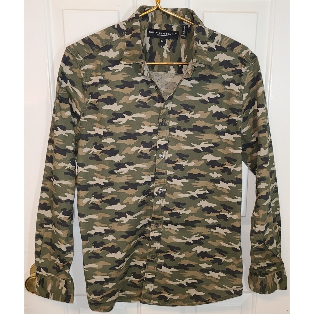 Truth Substance Common Sense Men's M STRETCH‎ Camouflage Button Up Shirt COOL
